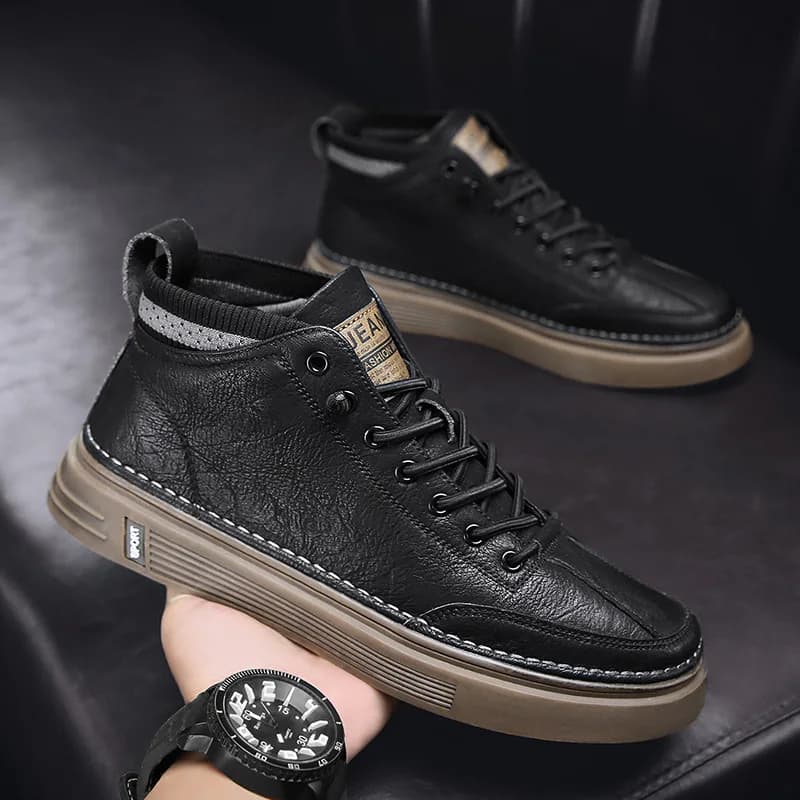 Nuovi stivali da uomo invernali scarpe alte in pelle scarpe di cotone moda stivaletti moda business casual scarpe da esterno sneakers da uomo