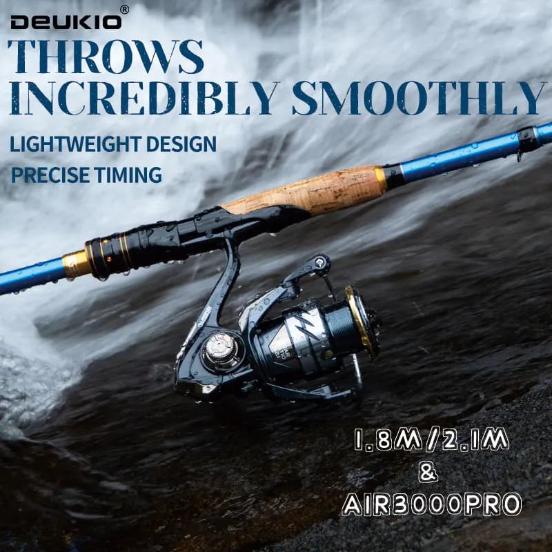 DEUKIO 4/5 sezioni canna da pesca combinata canna da pesca in carbonio e set di mulinelli da spinning con corpo in carbonio serie 3000 attrezzatura da pesca