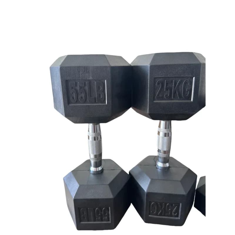 Nuovo set di manubri esagonali rivestiti in gomma nera, attrezzatura per il fitness e l'allenamento in palestra per il sollevamento pesi e il bodybuilding