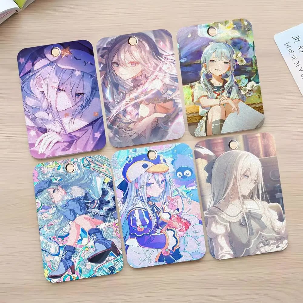 Keyring Yoisaki Kanade, Leather Card Holder, Access Card Case, Keyring Ring