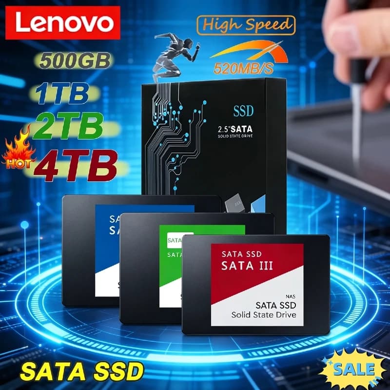 Unità a Stato Solido Esterna Lenovo da 4TB ad Alta Velocità, Interfaccia SATA3, HDD/SSD Portatile per Archiviazione Esterna del Laptop