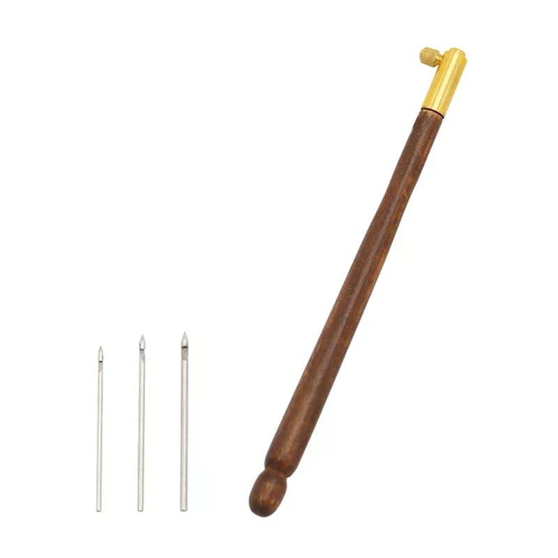 Embroidery Needle Tambour Crochet Hook Luneville Hook Handle with 3 Needles Set S Couture Luneville Glitter Bead Embroidery