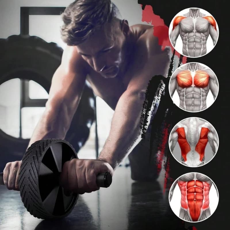 Ab Roller Wheel for Home Gym Core Fitness Abdominal Exercise Strength Training Equipment for Men Women Black