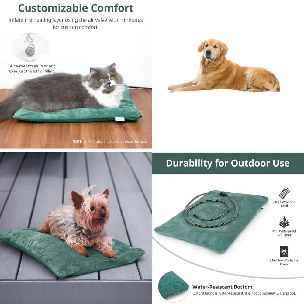 Cuccia Riscaldata per Animali Domestici da Esterno, Protezione con Cavo in Acciaio, Ideale per Gatti e Cani, 35,4 x 23,6, 80 Watt