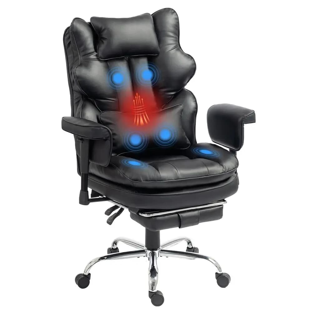 Sedia da ufficio alta e reclinabile con funzione massaggio e calore, cuscino a molle insacchettate a doppio strato extra largo, sedia da gaming con schienale alto e adattabile