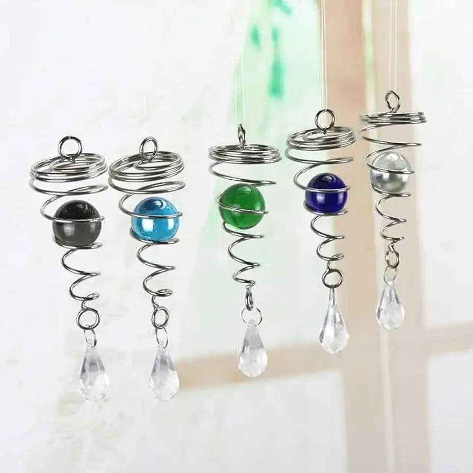 Rotante spirale coda vento spinner campane cristallo vetro palla pendente giardino nursery finestra appendere XMS albero decorazioni