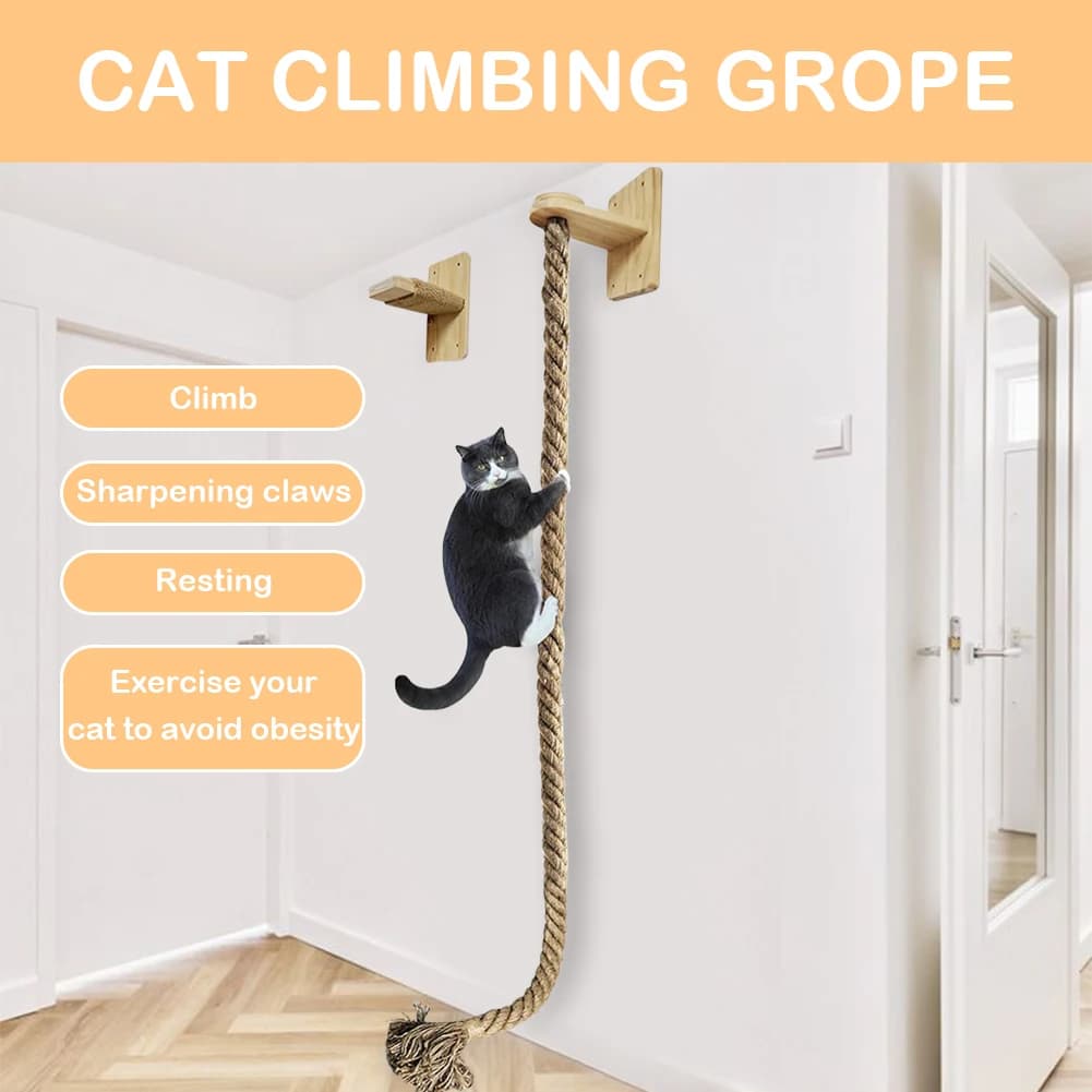 Corda per Arrampicata per Gatti, Resistente all'Usura, in Sisal Spesso, Riutilizzabile, Montabile a Parete, per Mobili e Attrezzature da Gioco per Gatti