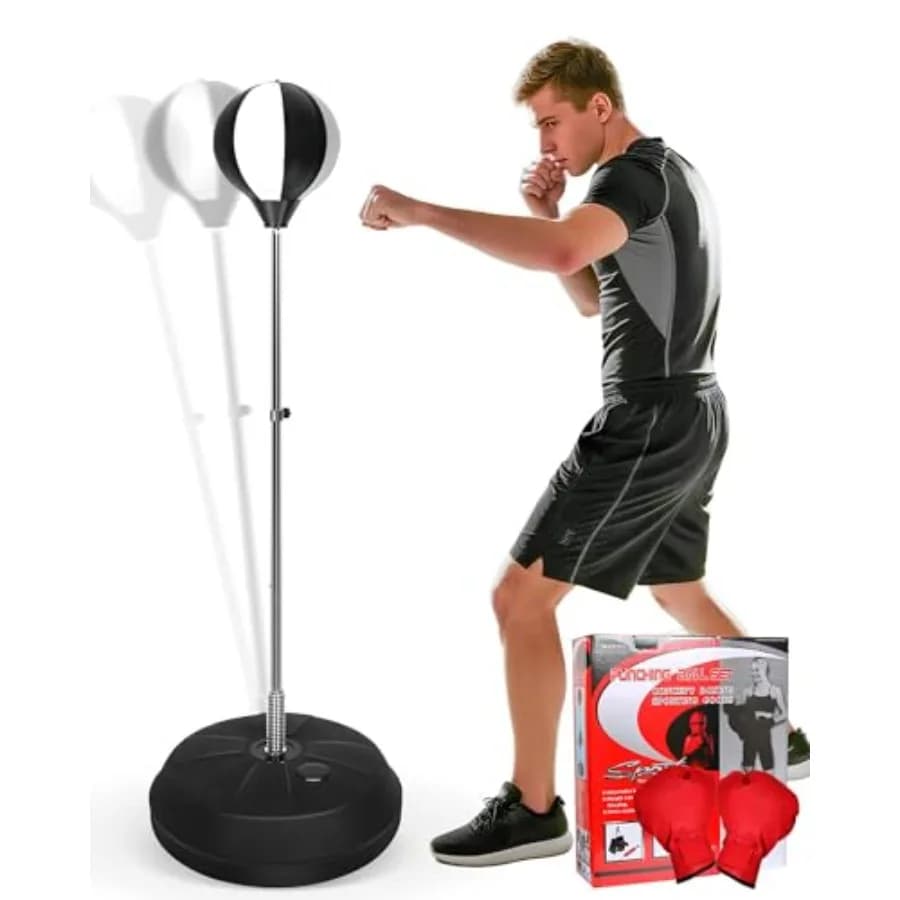 Sacco da Boxe Fitness Reflex con Supporto e Guanti, Sacco da Pugilato per Adulti e Adolescenti, 150 cm, Ottimo per Allenamento MMA