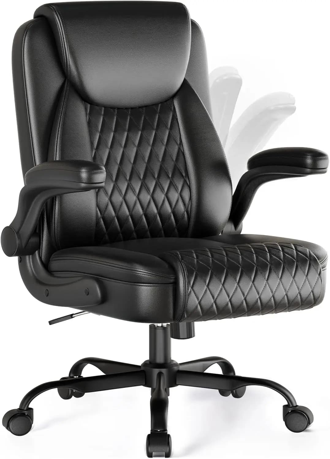 Sedia da Ufficio Ergonomica in Pelle per Gaming con Braccioli Regolabili, Supporto Lombare per Adulti di Bassa Statura, Girevole con Rotelle