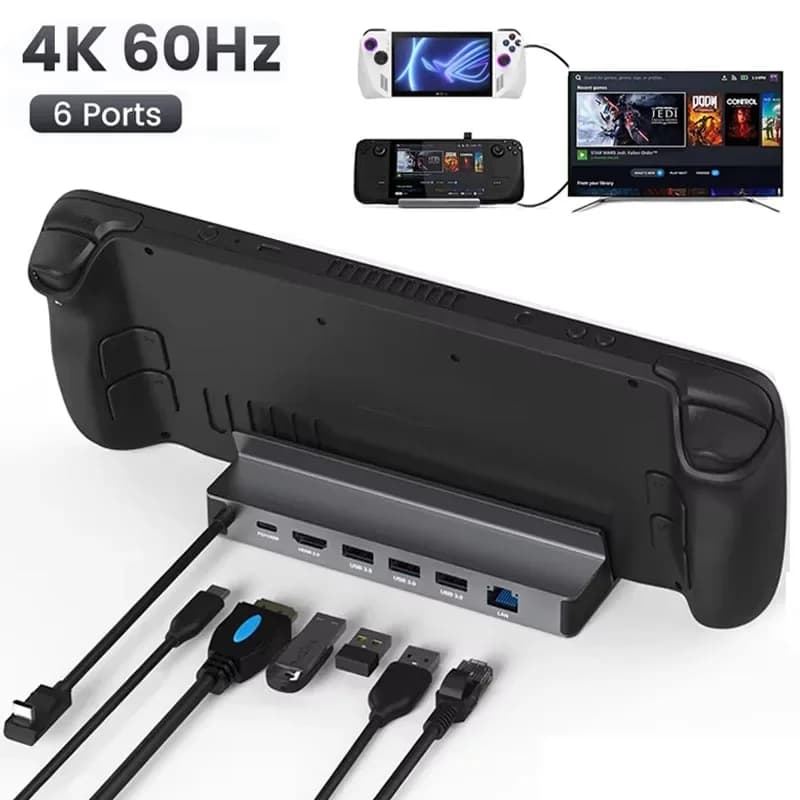 Docking station da gioco ROG 6 in 1 per Steam HDMI 4K60Hz RJ45 PD100W Dock Asus ROG Ally Nintendo Switch/PC/Mac Accessori