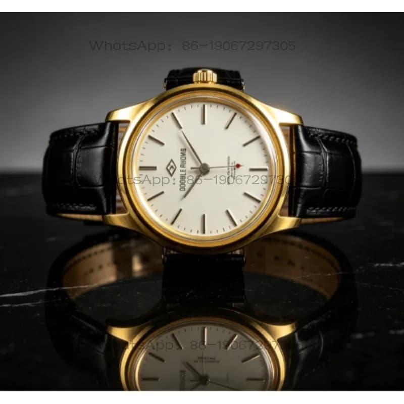 Beijing Watch Factory, Shuangling brand, yellow shell with nails and white surface, manual mechanical watch diameter 35mm
