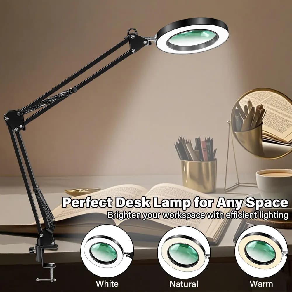 Foldable magnifying glass and 72 LED light emission magnifier Table lamp with speaker magnifier with continuous attenuation in 3 colours
