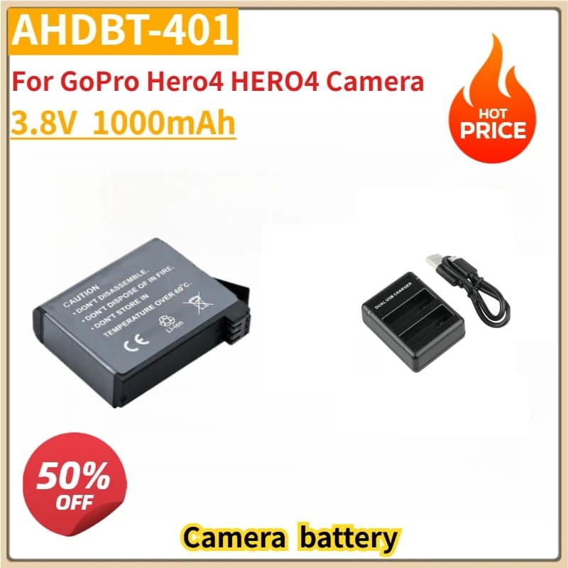 New AHDBT-401 spare battery for Gopro Hero 4+ 2 Door USB Charger LED for GoPro Hero4 HERO4 camera