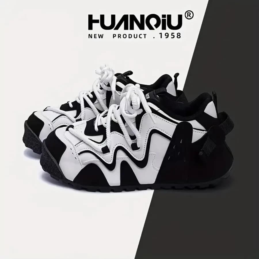 Sneakers da uomo Four Seasons alla moda con suola spessa, stile college, casual, basse, stringate, antiscivolo e resistenti all'usura