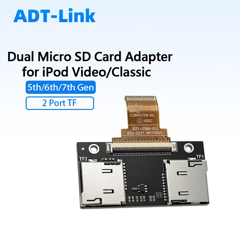 Adattatore per Schede TF / Micro SD a 2 Porte per Dispositivi IPod Video / IPod Classic 5.5a 5a 6a 7a Generazione