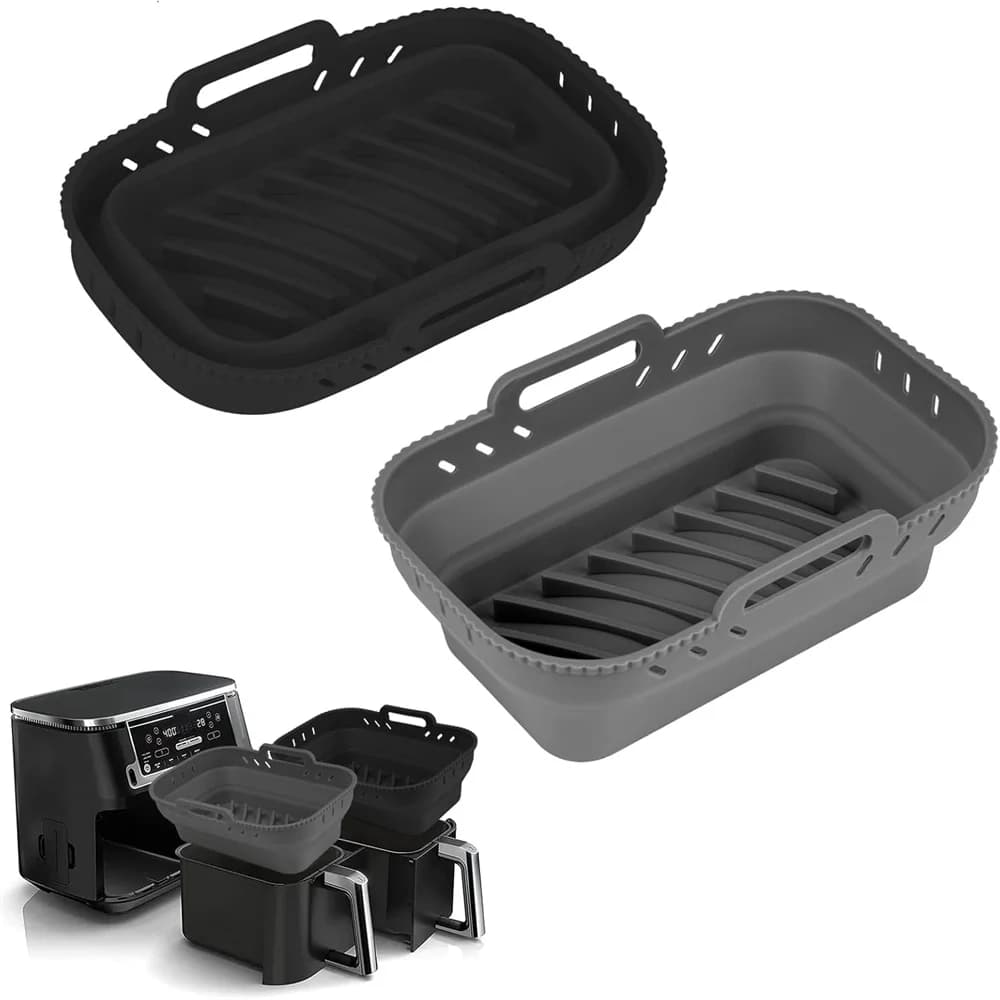 Rivestimenti in Silicone per Friggitrice ad Aria, Fodere Pieghevoli per Airfryer, Cestello Rettangolare Riutilizzabile Resistente al Calore, Teglie Antiaderenti per Friggitrice ad Aria