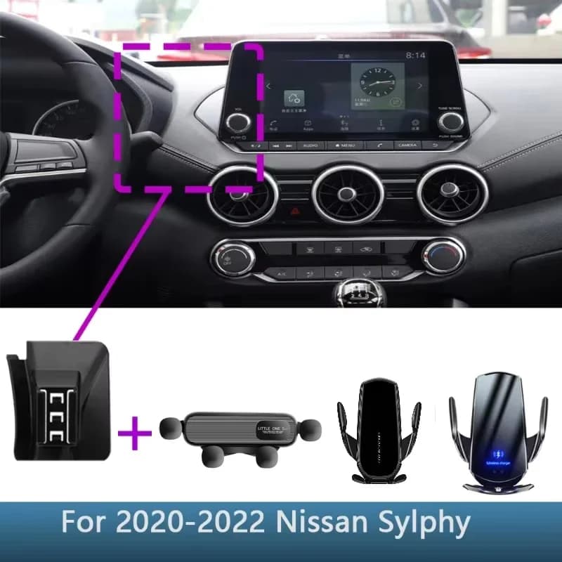 Supporto per telefono per auto per Nissan Sylphy 2020 2021 2022 Speciale staffa fissa Base di ricarica wireless Supporto per accessori per auto