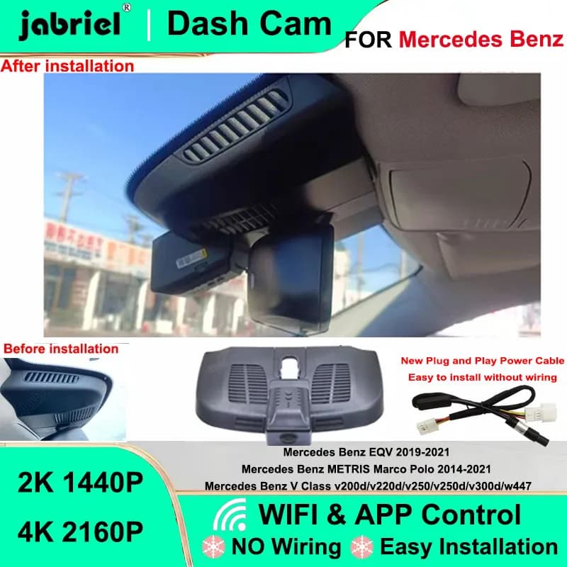 Jabriel for Mercedes Benz Class V w447 for Mercedes Benz v200d v220d v250 v250d v300d EQV METRIS Marco Polo 2014-2021 Dash Cam