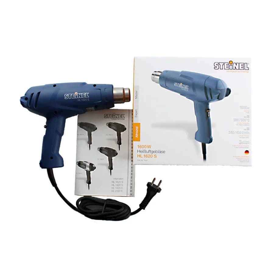 Pistola termica elettronica STEINEL 1600 W (300 - 500 ° Pistola ad Aria Calda per Edilizia con Temperatura Regolabile, 240-450L/min, NO. HL 1620 S