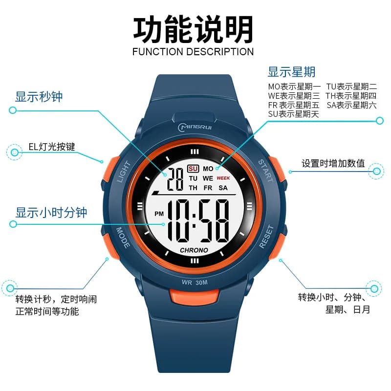 UTHAI CE49 Orologi per bambini Orologio alla moda con sveglia impermeabile e luminosa, orologi intelligenti, regalo per ragazzi e ragazze, orologio elettronico per studenti