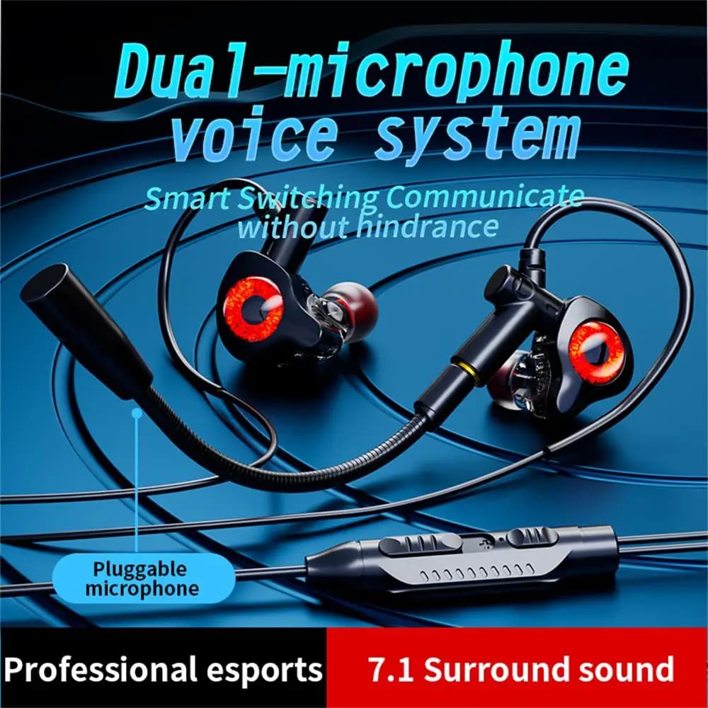 E-sport game headphones in-ear type C with stereo noise reduction with microphone, wired headphones with digital head