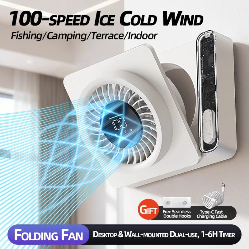 Desktop Circulating Fan USB Rechargeable 3 Speeds Wall Mount Portable Mini Table Air Circulator for Camping Home Office Strong