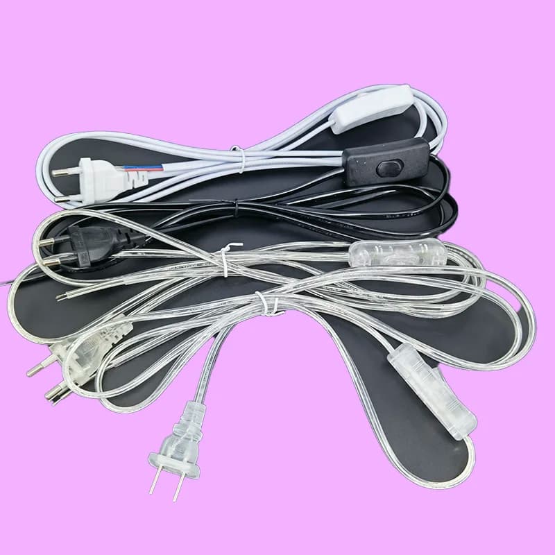 5 pz Bianco nero 2pin AC Adattatore di Alimentazione cavo di estensione cavo di riparazione elettrico 303 pulsante Interruttore Filo lampada da tavolo UK AU EU US Spina P2