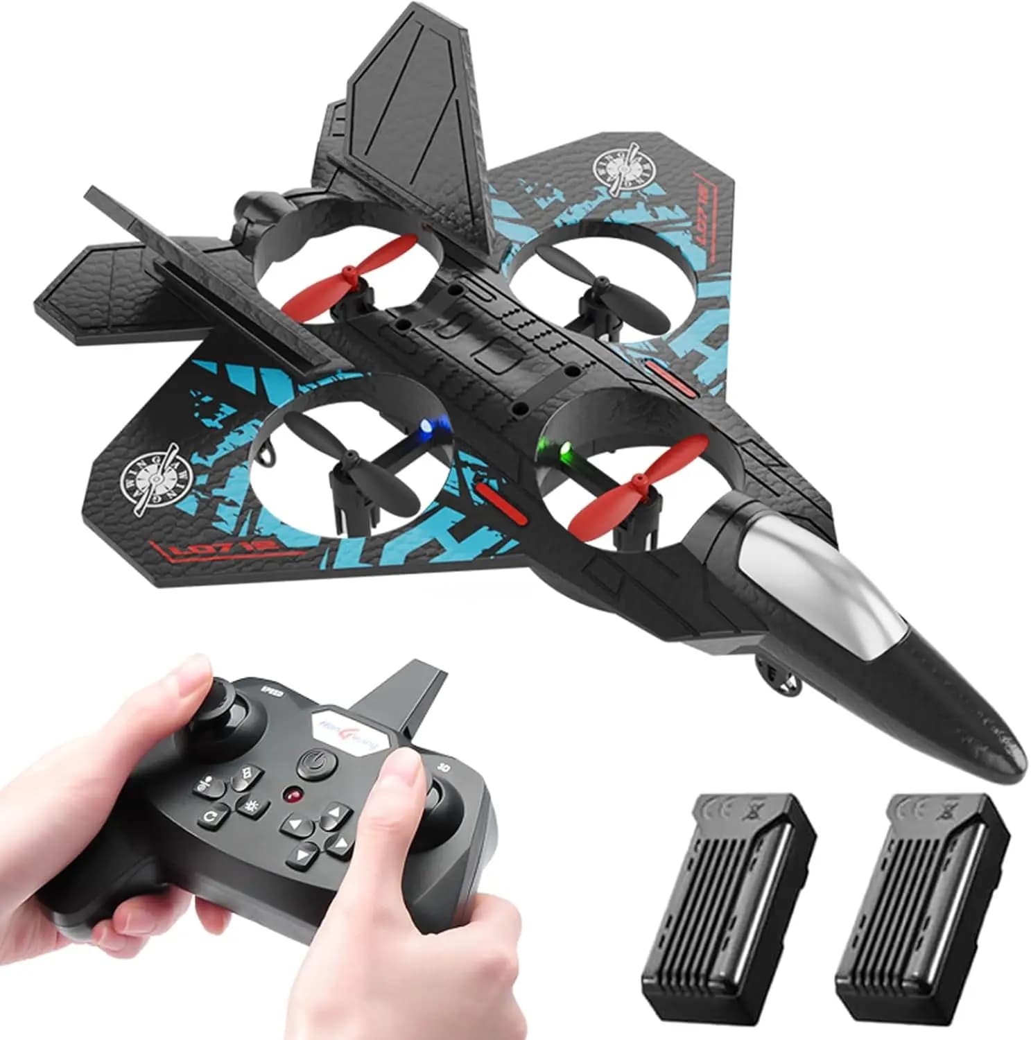 Aereo elicottero RC 2.4Ghz telecomando F22 Jet Fighter aereo giocattolo regali Stunt Roll in bilico per ragazzi principianti (blu)