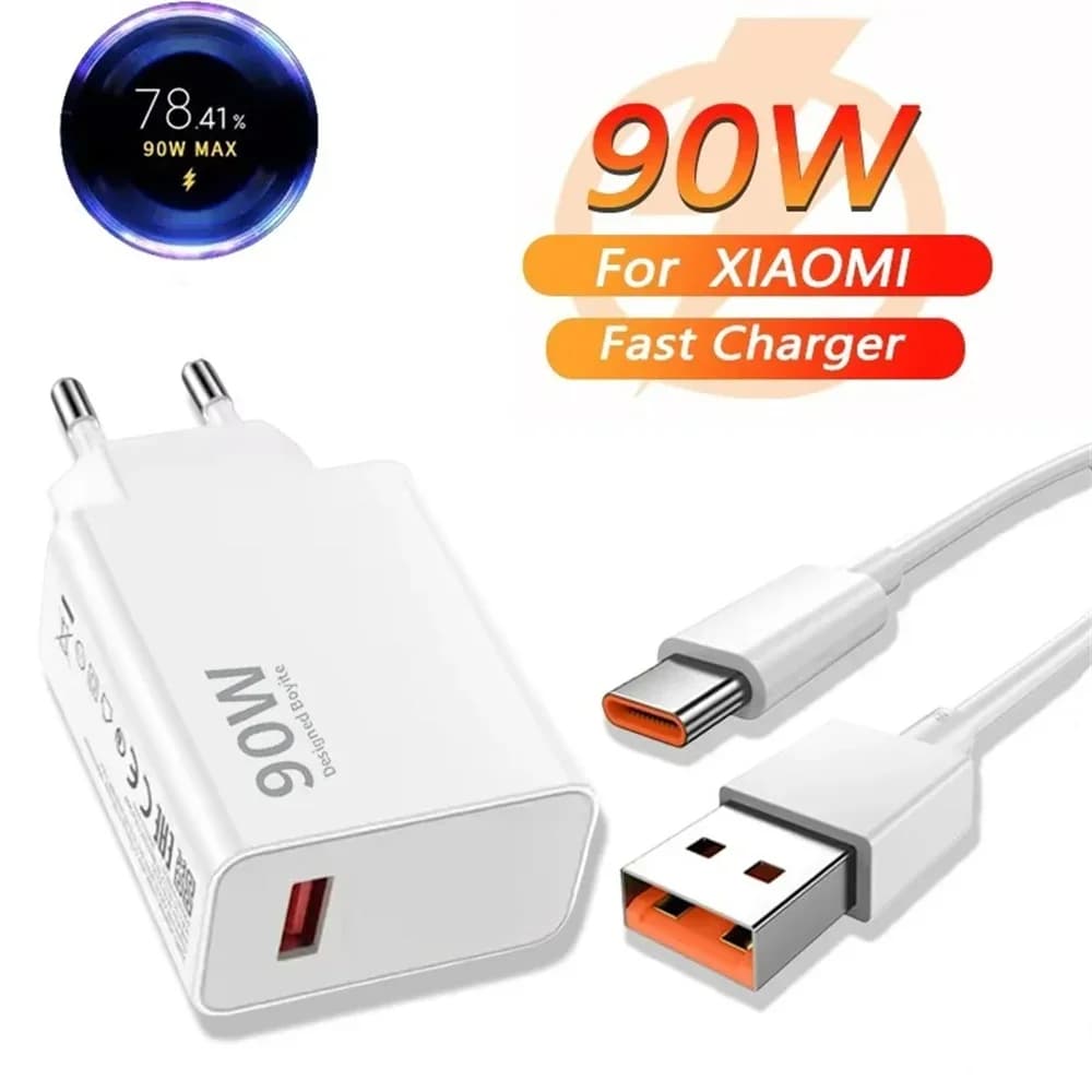 90W Spina UE USA Caricatore USB Turbo Adattatore di alimentazione a ricarica rapida Cavo USB C per Mi 15 Ultra 14 13 12 Ultra Poco X7 X6 F7 Pro
