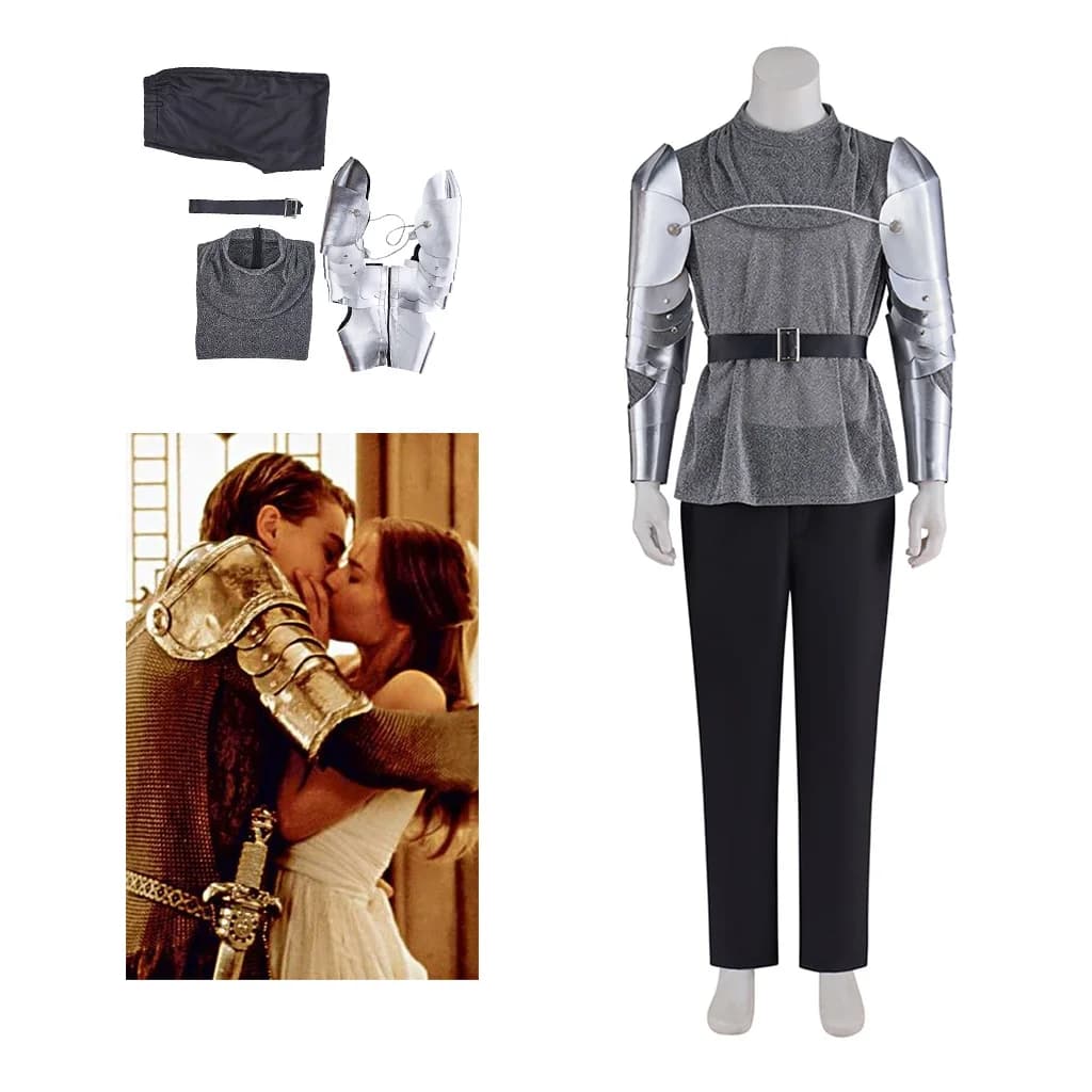 Movie Romeo And Juliet Cosplay Romeo Costume Knight Prince Grey Outfits Men's Romeo Medieval Renaissance Halloween Outfits