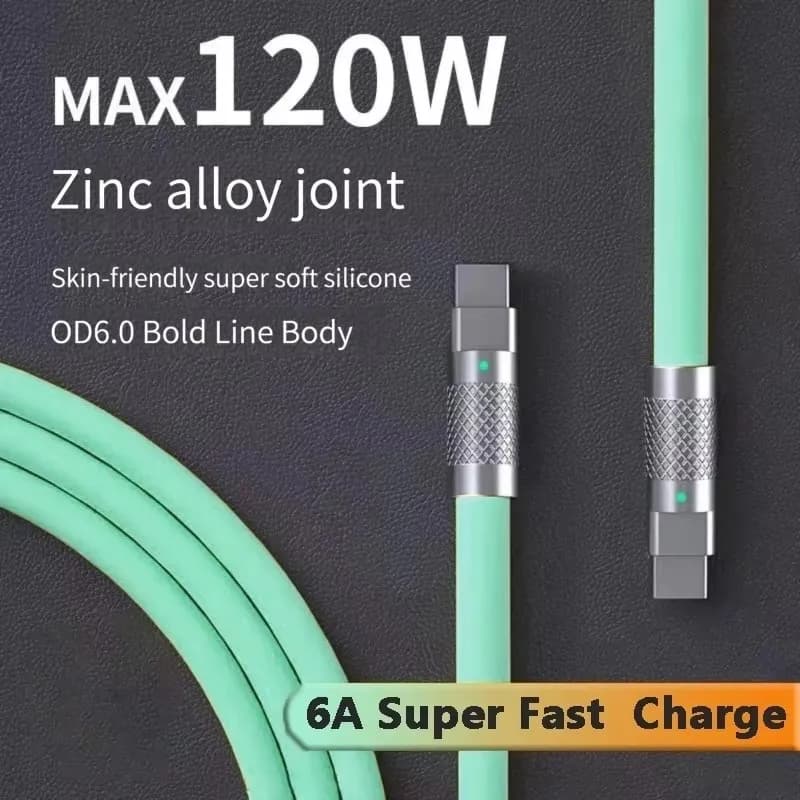 120w 6a Super Fast Charging PD Type C Liquid Silicone Cable Quick Charging 1M 2M USB Cable C USB Charging Cable for iPhone 16