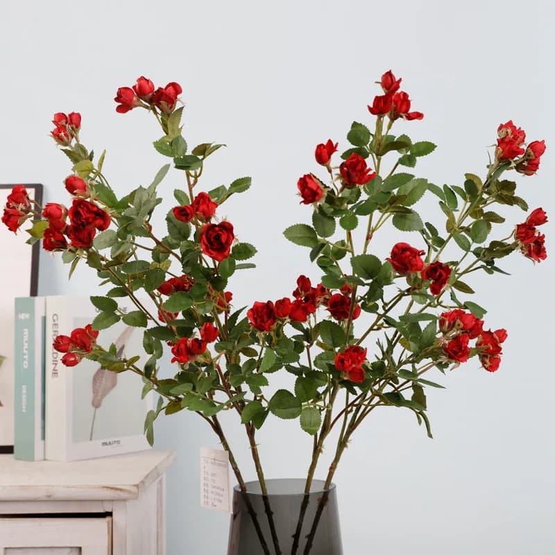 Rose small artificial flowers branch bouquet flower arrangement DIY wedding party home decoration prop simulation plants flowers