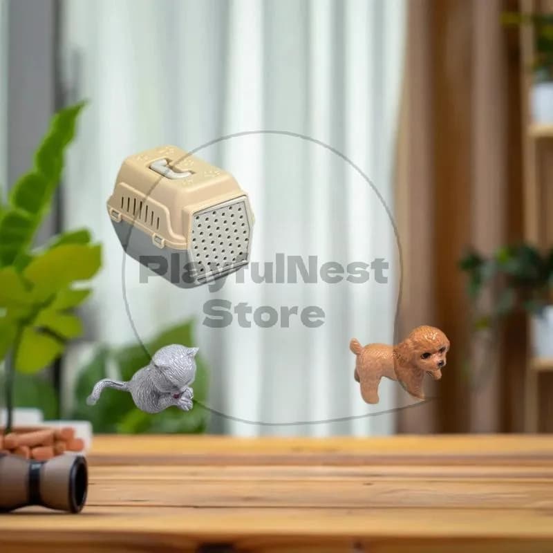 2/4Pcs Realistic Mini Dog & Cat Cage With Door Miniature Dollhouse Pet House For Doll Accessories Mini Pets Habitat