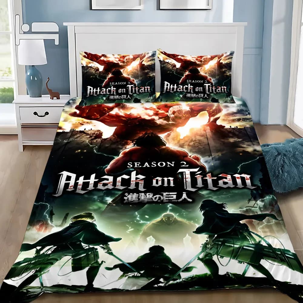Cartoon Anime Attack On Titan Copripiumino Federa Bed linen set Adult Boy Girl Bedroom Decoration Children Single Double Size