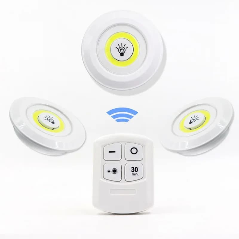 3W Super Bright Cob Under Wardrobe LED Light Wireless remote control Dimmable Wardrobe Lamp at night Home Bedroom Wardrobe Kitchen