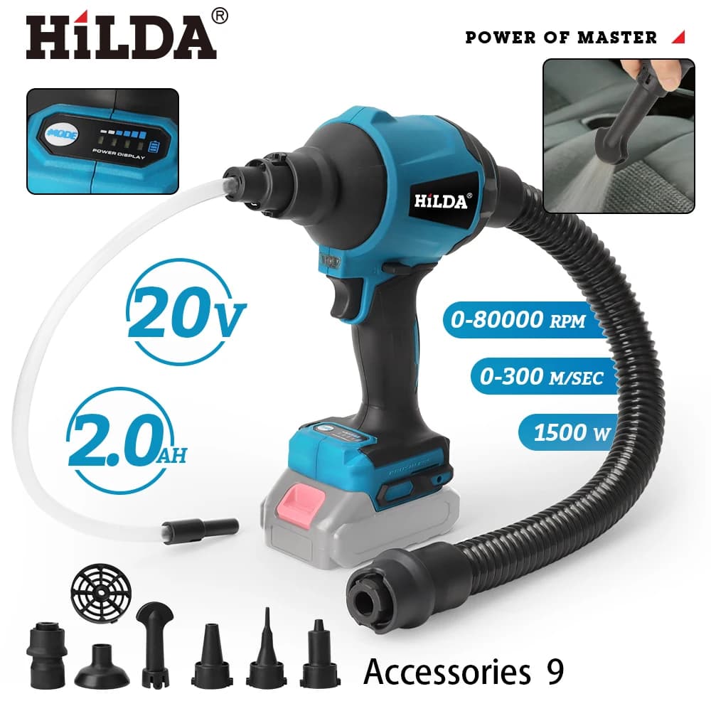 HILDA Duster Cordless Ventilatore di Aria Compressa Gonfiatore Elettrico Spolverare e Aspirazione Macchina per Makita 18-21V Batteria