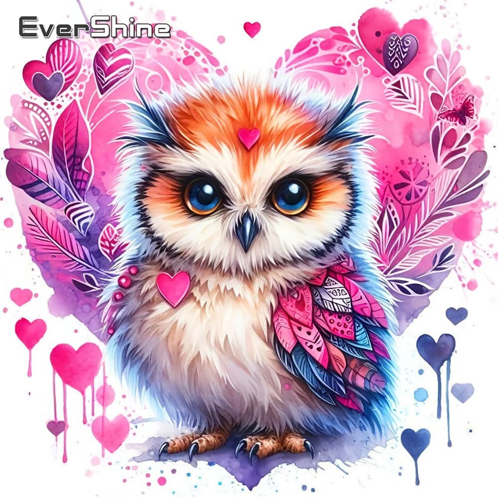 EverShine Diamond Painting: Mosaico Animale Uccello, Quadro Completo con Strass, Ricamo Cuore d'Amore, 5D Fai da Te, Decorazione Casa