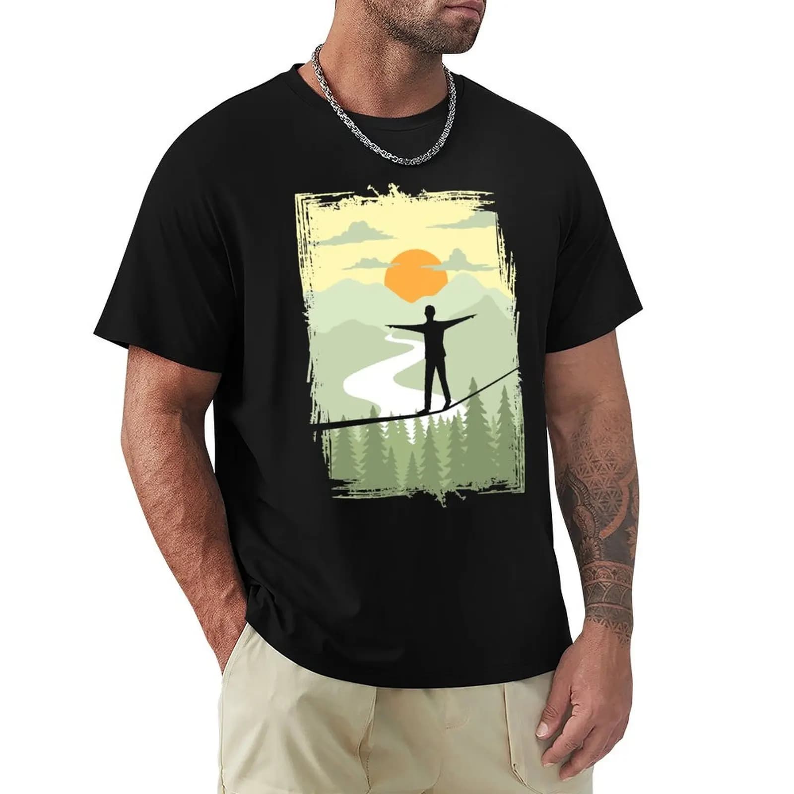 Slackline T-Shirt Plus Size Summer Short Sleeve T-Shirt