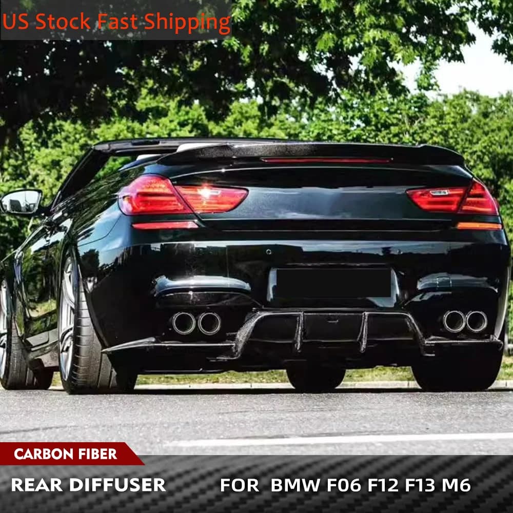 Rear carbon fiber diffuser compatible with BMW 6 F06 F12 F13 M6 2013-2018 Body racing spoiler kit for lower rear bumper lip