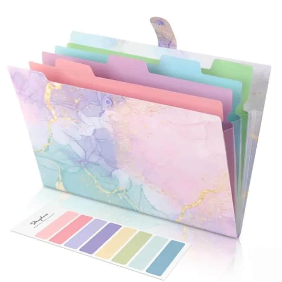 Expanding File Folder with 5 Pockets, Cute Accordion File Organizer, Letter Size Filing Folder, Letter Size Folders for Documen