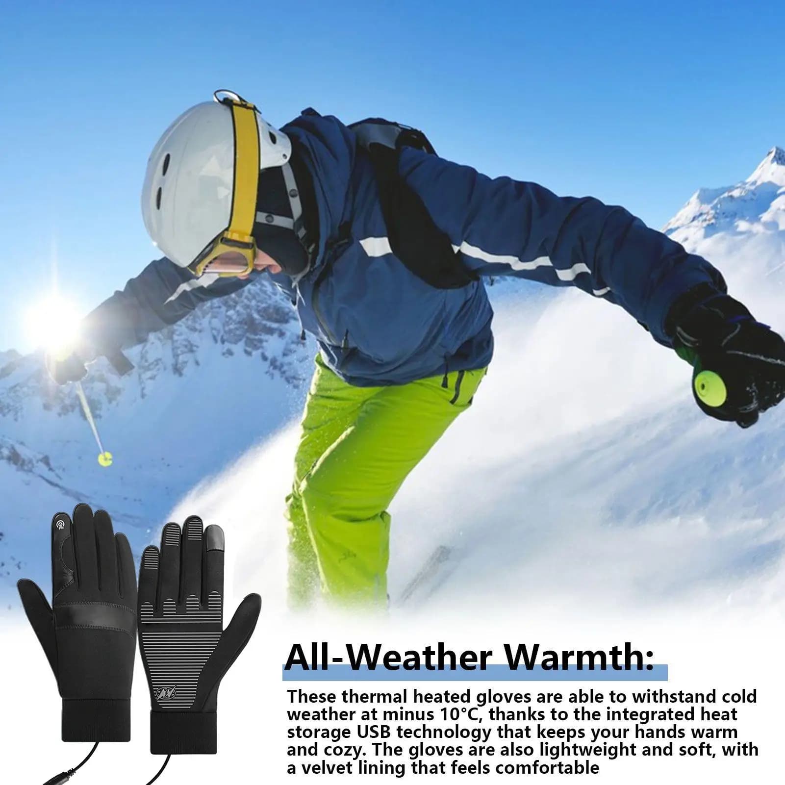 Guanti invernali riscaldati Guanti da ciclismo riscaldanti USB antivento Guanti touchscreen per donna Uomo Anziani Corsa Motociclismo Neve