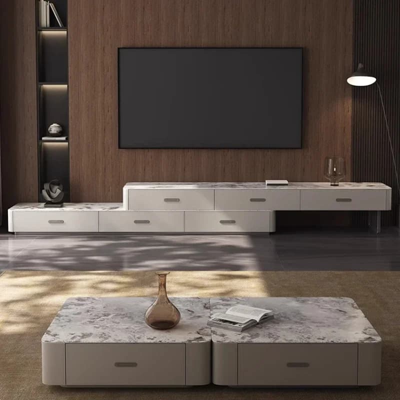 Mobile TV di Design con Spazio Contenitore, Tavolo TV Universale per Monitor, Display, Casa delle Bambole, Corridoio, Sala Giochi, Soggiorno, Stile Nordico, Mobili Archivadores