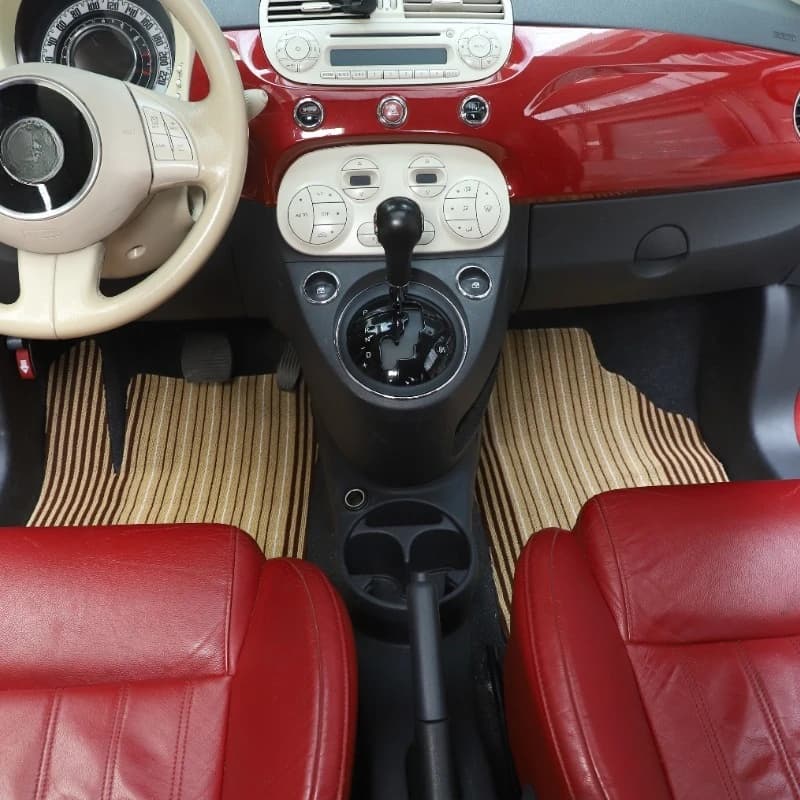 Per Fiat 500 2007-2015 TPE Gomma Beige Auto Anteriore Posteriore Fila Filo Anello Tappetini Trim Interni Accessori Auto
