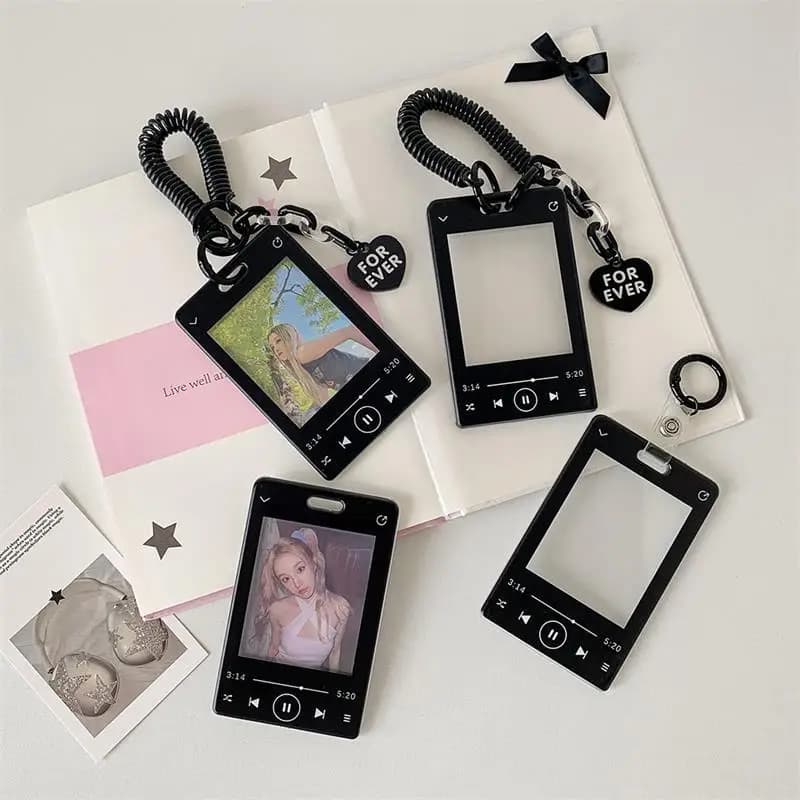 Dispositivo audio rivoluzionario Porta carte con immagine stellare Porta badge per studenti Display di immagini Custodia sicura per carte Portachiavi Custodia con ciondolo