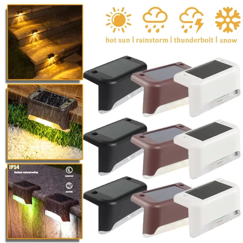 Luci Solari da Esterno per Gradini, LED Bianco Caldo, Impermeabili, per Illuminazione di Scale, Sentieri, Giardini, Cortili, Recinzioni e Balconi, Alimentate a Energia Solare