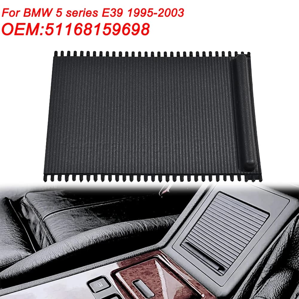 For BMW 5 Series E39 1995-2003 Car Center Console Cover Slide Roller Blind Cover Black Water Cup Holder Curtain 51168159698