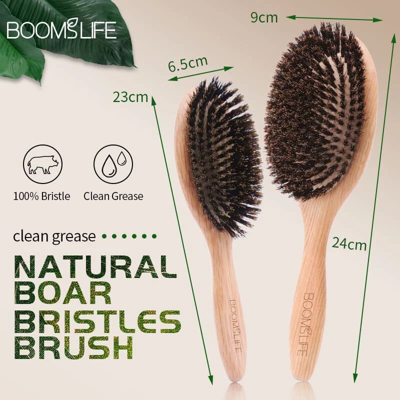 BOOMSLIFE Logo personalizzato Spazzola per capelli con setole di cinghiale Spazzola per capelli in legno da donna Districa piastra per capelli Pettine per capelli per accessori da barbiere