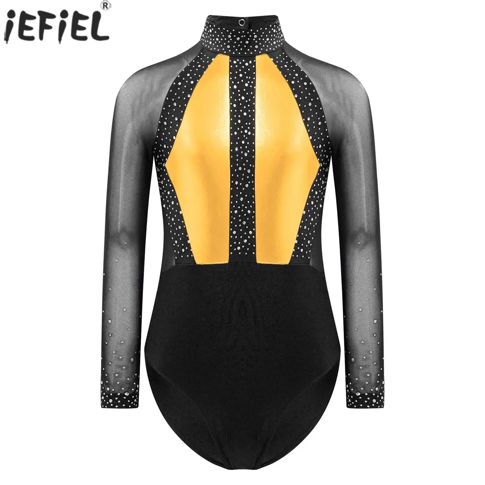 Bambini ragazze pattinaggio artistico danza Performance Costume manica lunga lucido strass balletto ginnastica ritmica acrobazie tuta