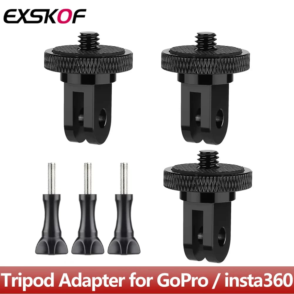 Adattatore per treppiede in alluminio Conversione da 1/4 "Supporto rotante a 360 gradi per GoPro Hero 13 12 11 10 9 SJCAM Insta360 X5 X4 X2 X3 Action Camera