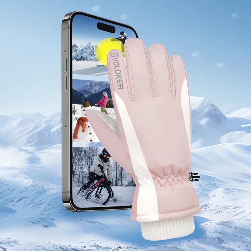 Women's ski gloves with fleece lining, warm, windproof, non-slip, touch screen compatible, for winter sports, men's cycling glov